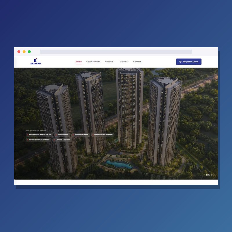 Kridhan Infratech website by Bytespark Digital